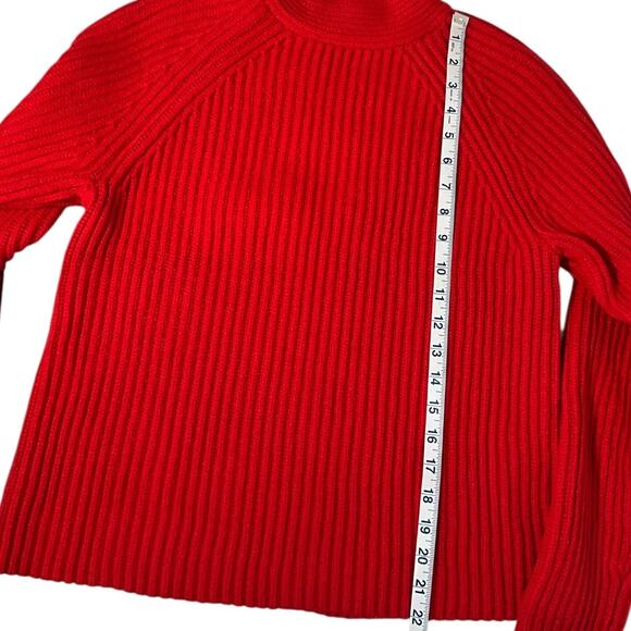 Banana Republic Red Ribbed Mock Neck Sweater – Size Medium – Cotton Wool Blend - Picture 6 of 10